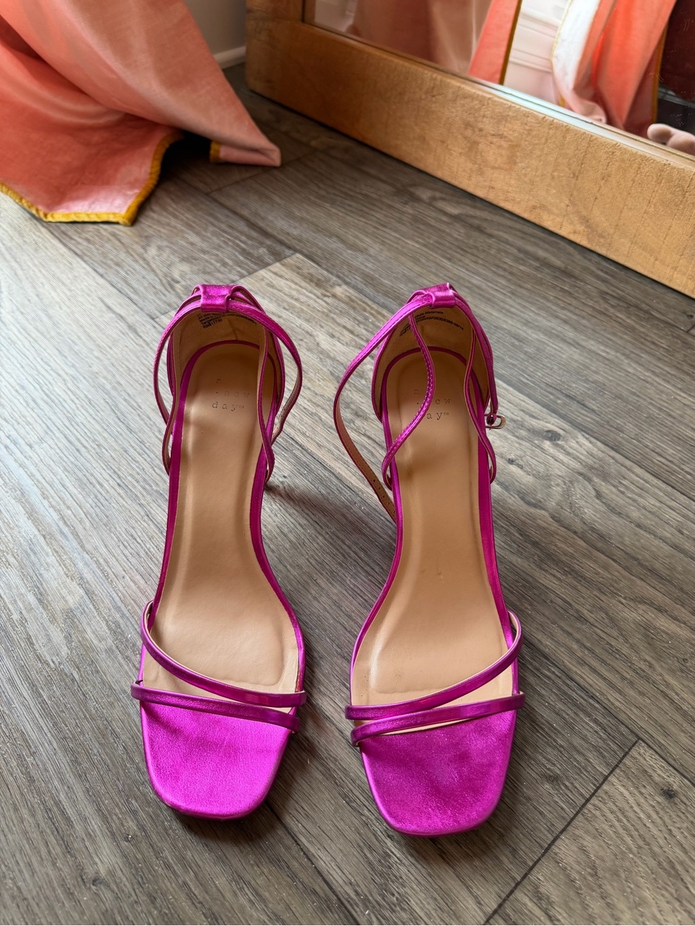 A New Day Metallic Pink Heeled Sandals